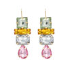 Wholesale Mosaic Geometric Colored Gemstones Earrings Alloy