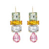 Wholesale Mosaic Geometric Colored Gemstones Earrings Alloy