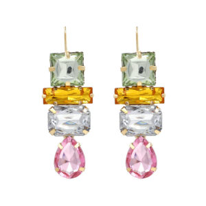 11888686458_1788500479 Wholesale Mosaic Geometric Colored Gemstones Earrings Alloy