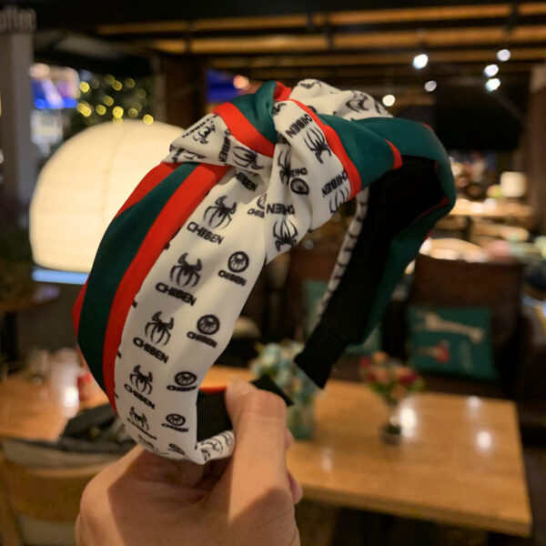 11911170395_1956788053 Wholesale Middle Knot Hair with Wide Edge Red Green Contrasting Fabric Headband