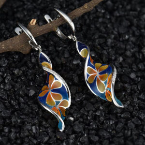 11919681601_731362266 Wholesale Spiral Leaf Enamel Metal Earrings