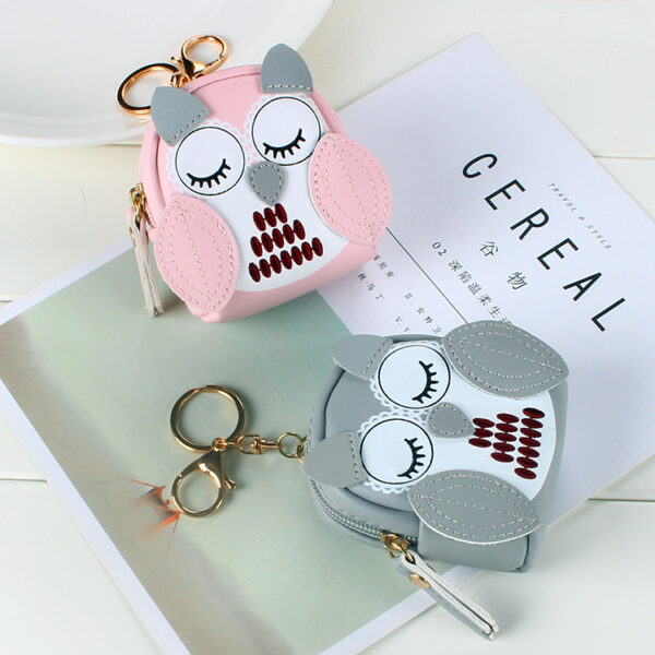 11939484170_368233588 Wholesale PU Key Bag Owl Coin Purse Keychain