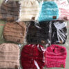 Wholesale Autumn and Winter Label Knitted Ponytail Beanie
