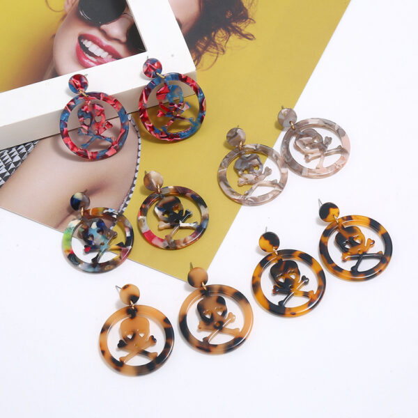 Wholesale Halloween Skull Acetate Earrings