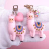 Wholesale of Three-dimensional Drip Glue Alpaca Metal Keychains