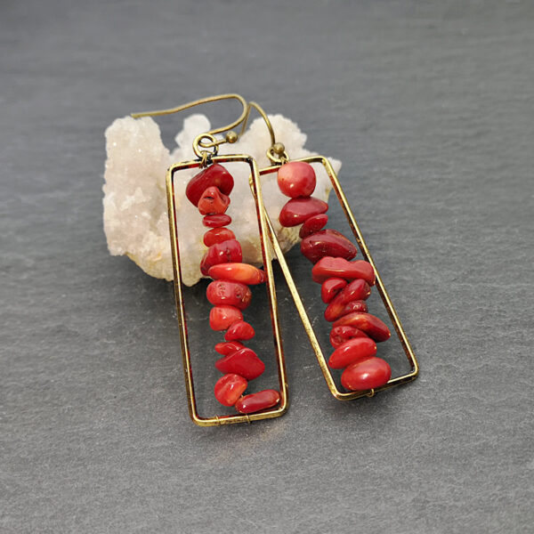 Wholesale Colored Tourmaline Crushed Stones Metal Earrings