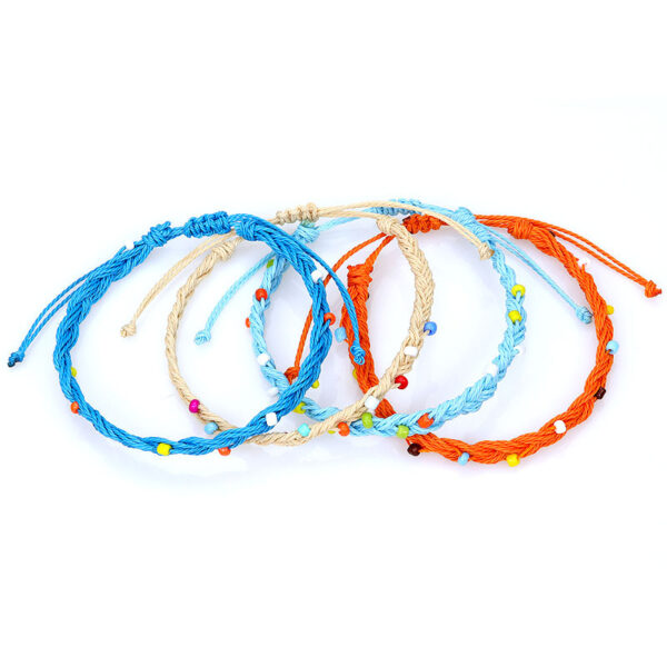 Wholesale Handwoven Waterproof Waxed Thread and Rice Beads Bracelet