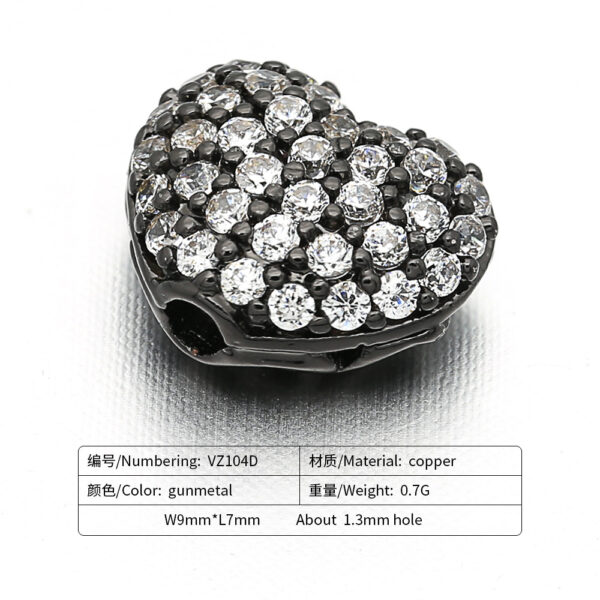 Wholesale Copper Micro Inlaid Peach Heart Beads