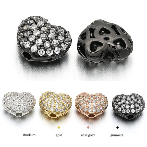 Wholesale Copper Micro Inlaid Peach Heart Beads