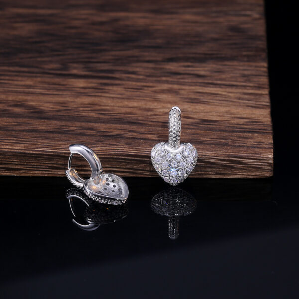Wholesale Set Zirconia Diamond Heart Copper Earrings