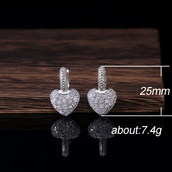 Wholesale Set Zirconia Diamond Heart Copper Earrings