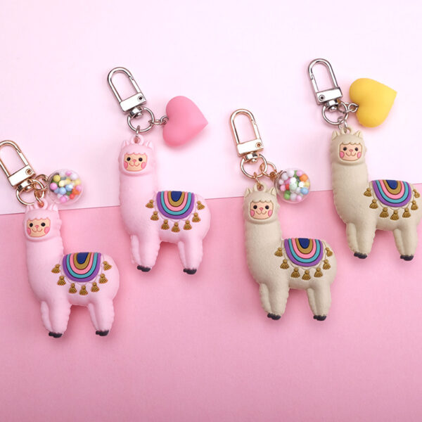 Wholesale of Three-dimensional Drip Glue Alpaca Metal Keychains