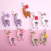Wholesale of Three-dimensional Drip Glue Alpaca Metal Keychains