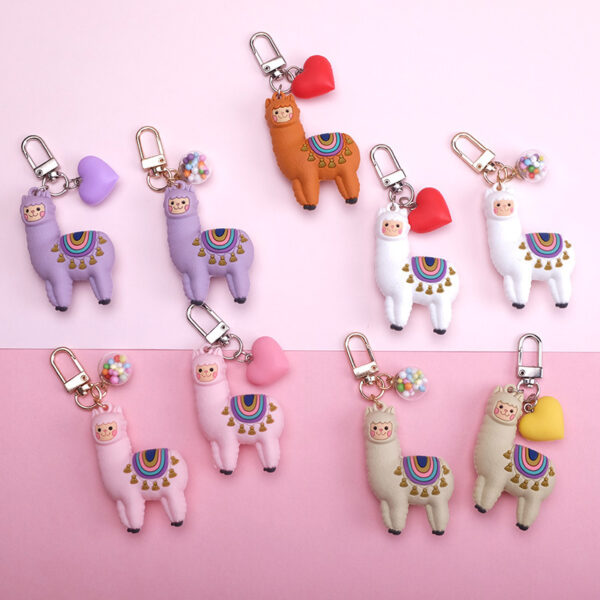 Wholesale of Three-dimensional Drip Glue Alpaca Metal Keychains