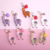 Wholesale of Three-dimensional Drip Glue Alpaca Metal Keychains