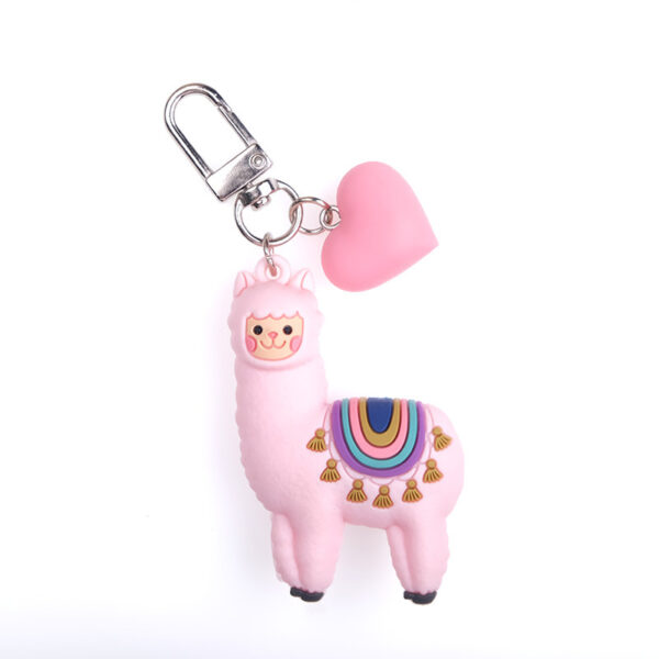 Wholesale of Three-dimensional Drip Glue Alpaca Metal Keychains