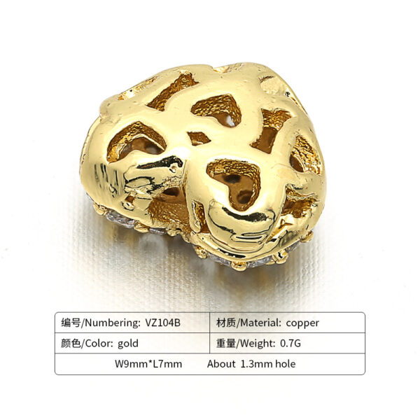 Wholesale Copper Micro Inlaid Peach Heart Beads