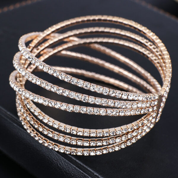 Wholesale Six Rows of Diamond Cross Personalized Wire Open Bracelet