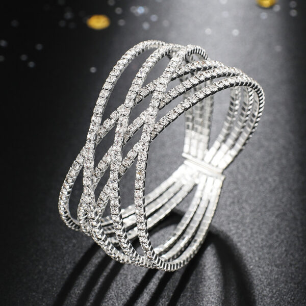 Wholesale Six Rows of Diamond Cross Personalized Wire Open Bracelet