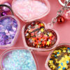 Wholesale Acrylic Into Oil Heart Glitter Keychains
