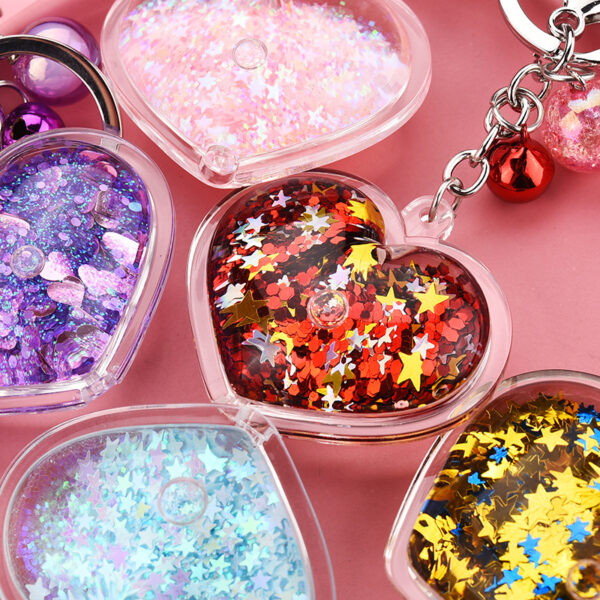 Wholesale Acrylic Into Oil Heart Glitter Keychains