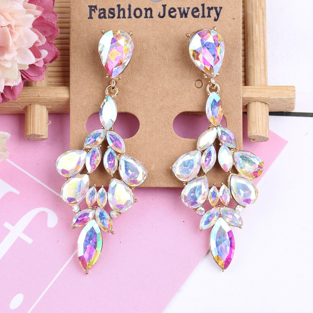 Wholesale Crystal Rhombus Zinc Alloy Earrings