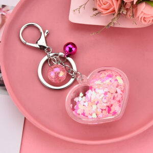 Rose Red / Silver 4-link chain + love + Bell bead A4-1