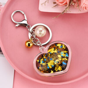 Gold / Silver 4-link chain + love + Bell bead A4-1