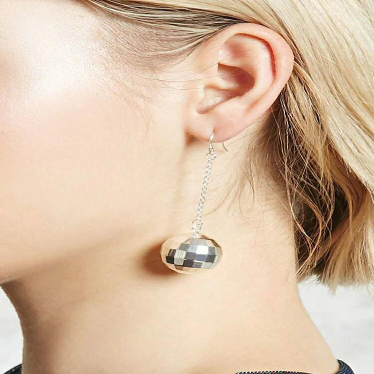 Wholesale Fashion New Earrings Alloy Metal Textured Disco Ball Earrings Women Personalized Earrings