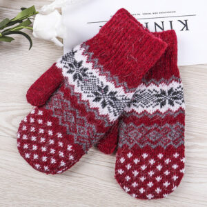 Wholesale Double Layer Thick Warm Pack Mittens Wool Gloves
