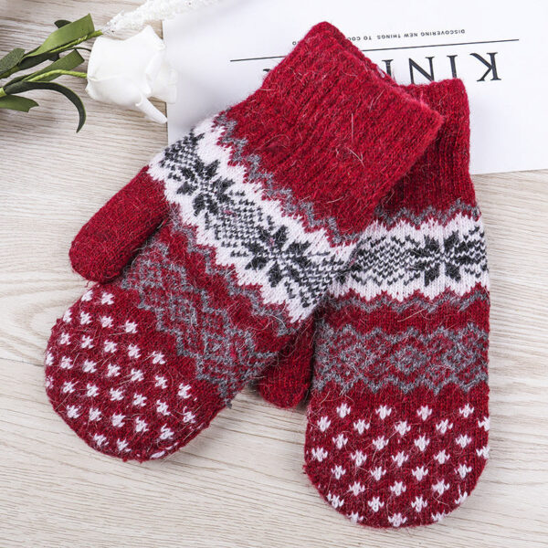 Wholesale Double Layer Thick Warm Pack Mittens Wool Gloves