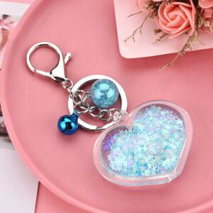 Light Blue / Silver 4-link chain + love + Bell bead A4-1