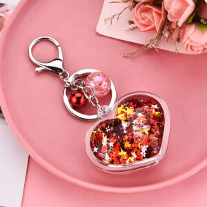Red / Silver 4-link chain + love + Bell bead A4-1