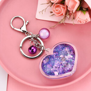 Purple / Silver 4-link chain + love + Bell bead A4-1