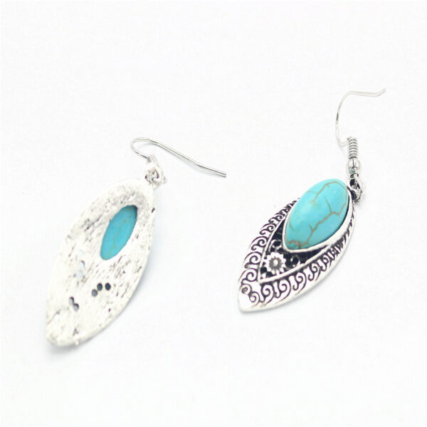 Wholesale Carved Water Drop Turquoise Alloy Earrings