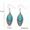 Wholesale Carved Water Drop Turquoise Alloy Earrings