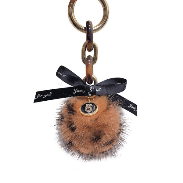 12206994940_1778625149 Wholesale Alloy Leopard Print Mink Hair Ball Key Chain