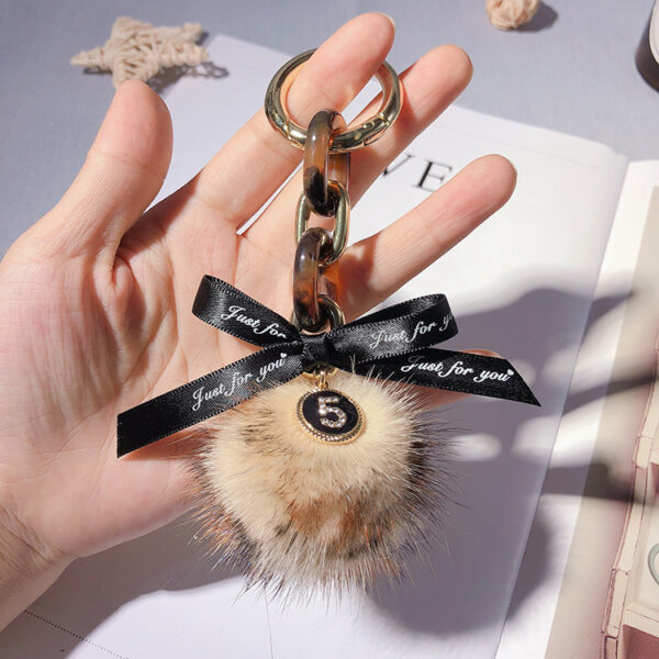 12207027476_1778625149 Wholesale Alloy Leopard Print Mink Hair Ball Key Chain