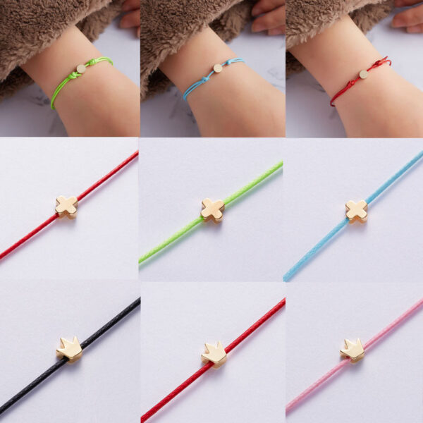 12246273807_343533664-1 Wholesale Make A Wish Paper Card Five-pointed Star Crown Cross Leather Cord Adjustable Braided Bracelet
