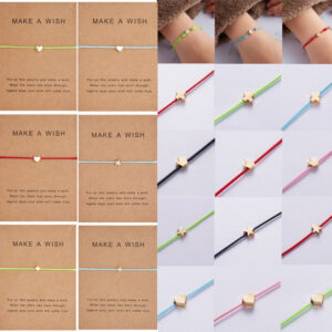 Wholesale Make A Wish Paper Card Five-pointed Star Crown Cross Leather Cord Adjustable Braided Bracelet