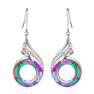 12274531848_1880691112 Wholesale Colorful Crystal Peacock Gradient Copper Earrings