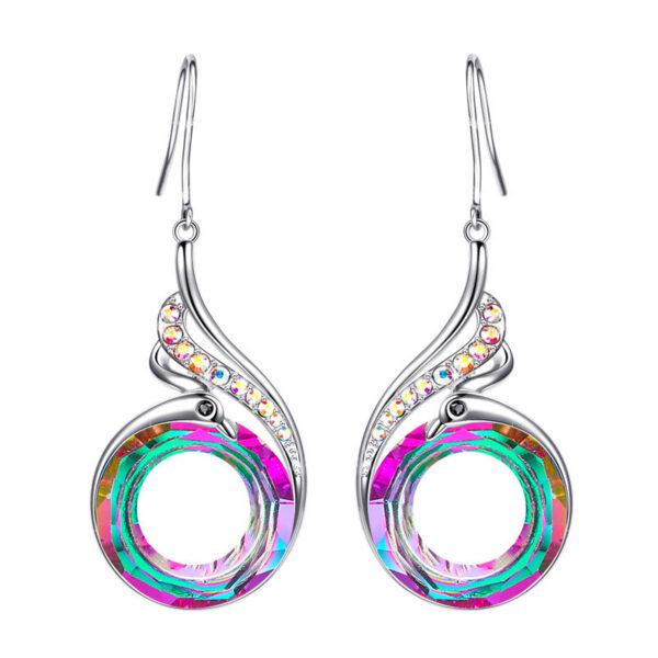 Wholesale Colorful Crystal Peacock Gradient Copper Earrings