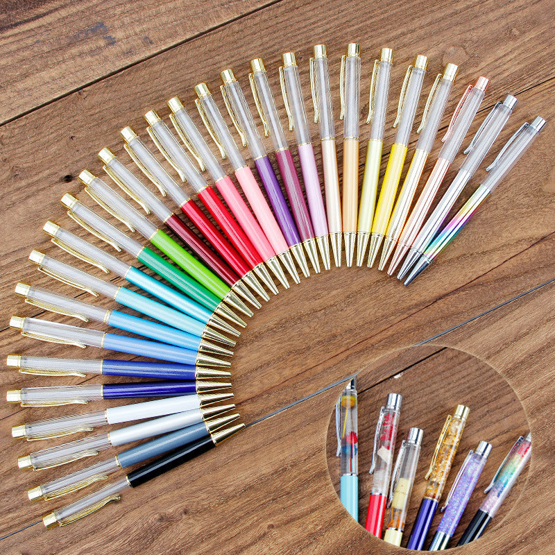 Wholesale Crystal Sequin Quicksand Into Oil Floating Handmade Empty Rod Diy Metal Ballint Pen