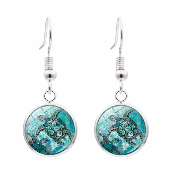 12281931194_212103856 Wholesale Teal Turtle Alloy Earrings
