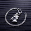 Wholesale Prayer Pendant Gold Silver Buddha Hands Hang Tag Stainless Steel Necklaces
