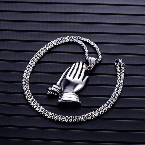 Wholesale Prayer Pendant Gold Silver Buddha Hands Hang Tag Stainless Steel Necklaces