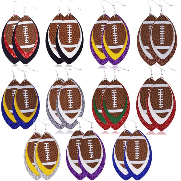 Wholesale Three Layer Rugby Earrings