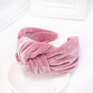 Pink gold velvet wide headband