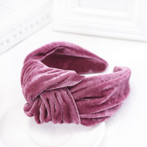 Purplish red gold velvet wide headband
