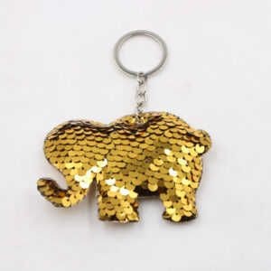 Elephant-Gold / Sequined keychain-single ring buckle